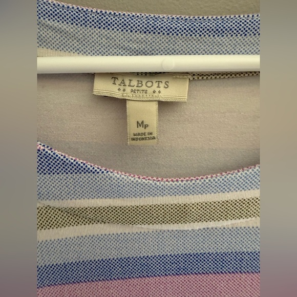 Talbots Womens Multicolored Striped T Shirt Dress SZ MP Short Sleeve MIDI Spring - Picture 2 of 6